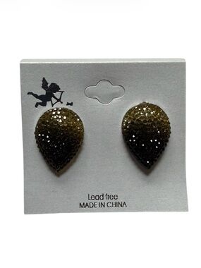 Upside Down Teardrop Style Bling Stud Earrings